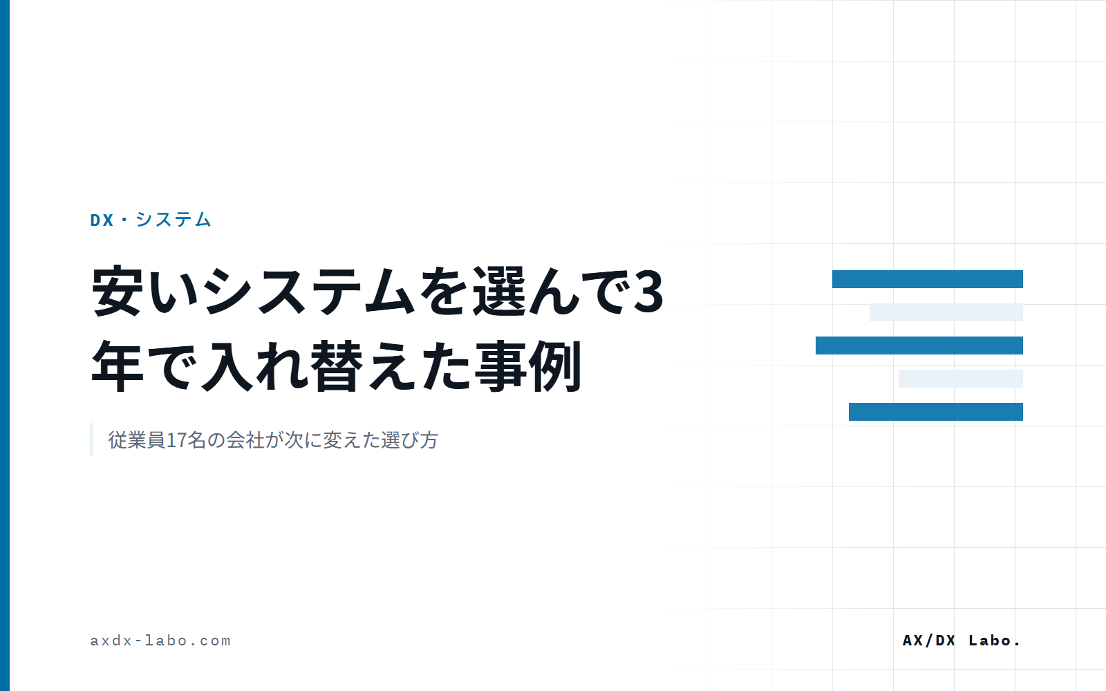 基幹システム刷新の失敗事例｜安価版を3年で手放した従業員17名の会社を、出典で確かめる