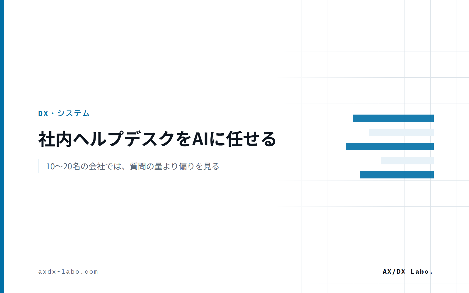社内ヘルプデスクをAIに任せる|10〜20名の会社では、質問の量より偏りを見る