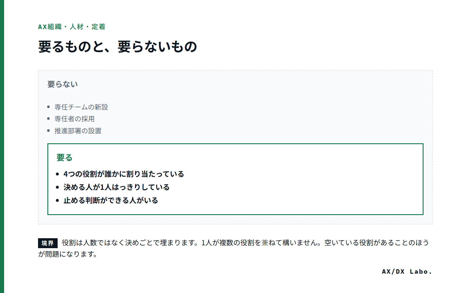 要るものと、要らないもの(内側 3 項目・外側 3 項目の範囲図)
