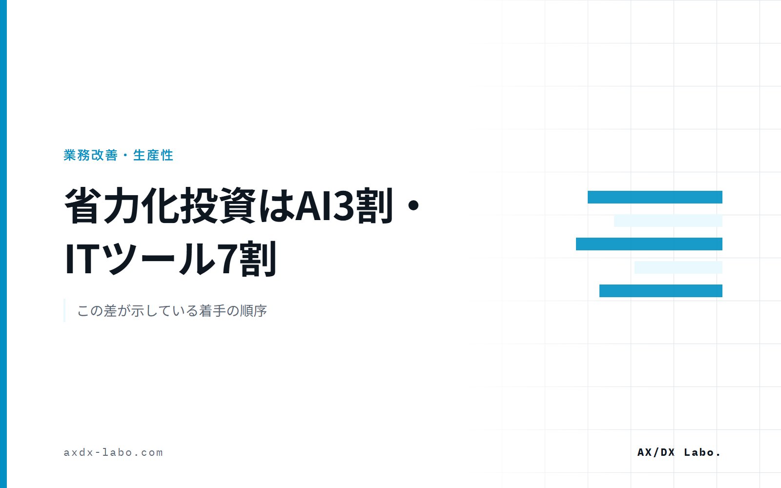 省力化投資はAI3割・ITツール7割|この差が示している着手の順序